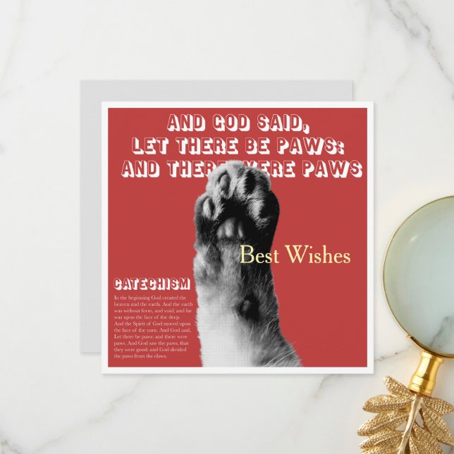 Cat Paw Flat Grußkarte Dankeskarte (Vorderseite/Rückseite Beispiel)