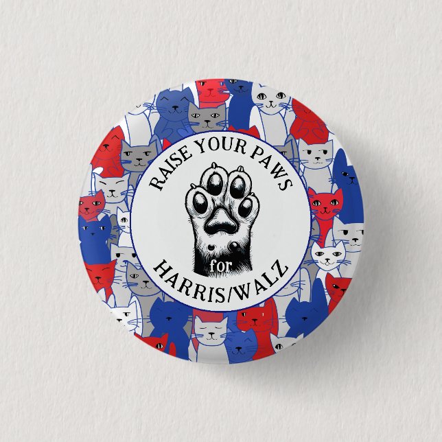 Cat Paw für Harris/Walz Design Button (Vorderseite)