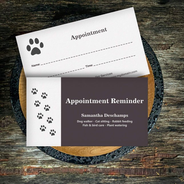 Cat Paw & Pet Services Terminkarte Visitenkarte (Cat Paw & Pet Services Appointment Card)