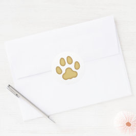 Cat Paw Print Animal Themed (Tan) Runder Aufkleber