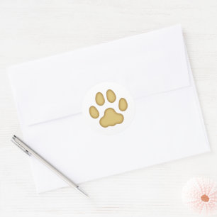 Cat Paw Print Animal Themed (Tan) Runder Aufkleber
