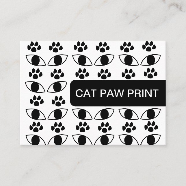 Cat Paw Print Pet Care Services Schwarz und Weiß Visitenkarte (Vorderseite)