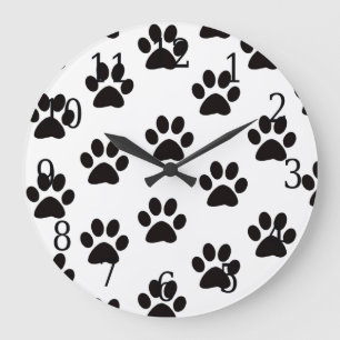 Cat Paw Prints Clock Große Wanduhr