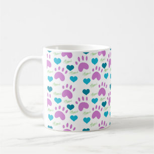 Cat Paw Prints Halbdunkel Muster Pink Aquamarin gr Kaffeetasse