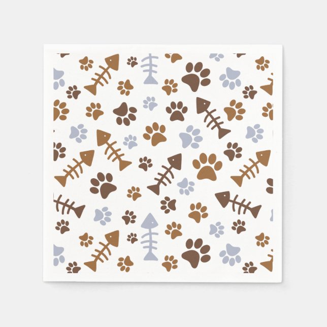Cat Paw Prints Muster Serviette (Vorderseite)