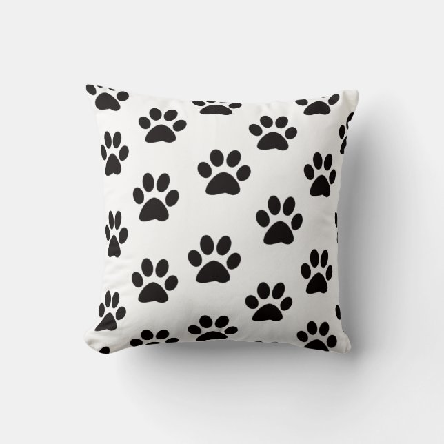 Cat Paw Prints Throw Kissen (Vorderseite)