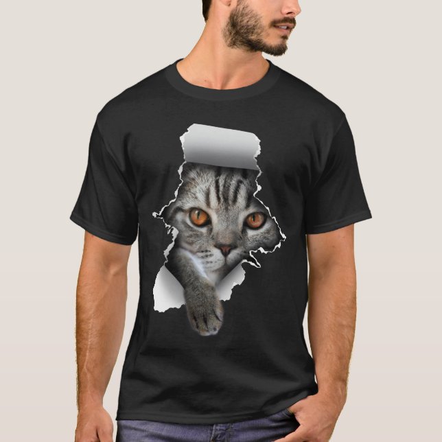 Cat Paw Torn Cat Lady Niedlich Kitten T-Shirt (Vorderseite)