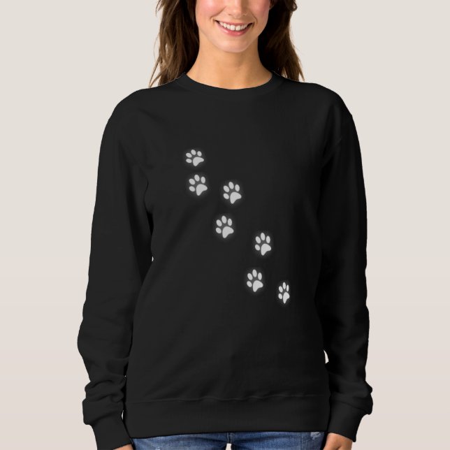 Cat paws footprint house cat kitten black white pa sweatshirt (Vorderseite)