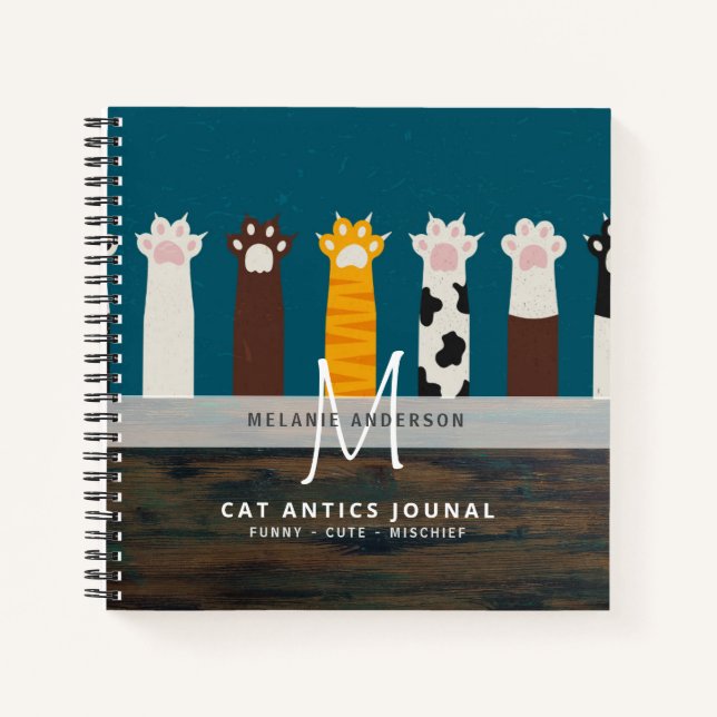 CAT-Paws für Monogramm für Notebooks mit Thread-Jo Notizbuch (Vorderseite)