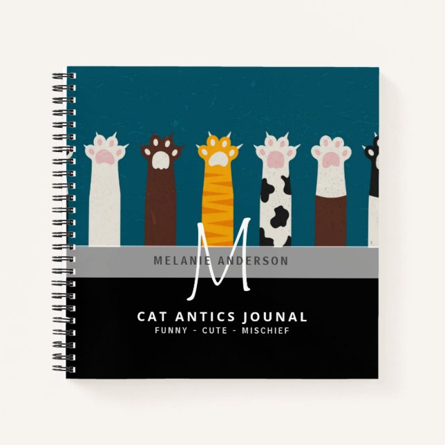 CAT-Paws für Monogramm für Notebooks mit Thread-Jo Notizbuch (Vorderseite)