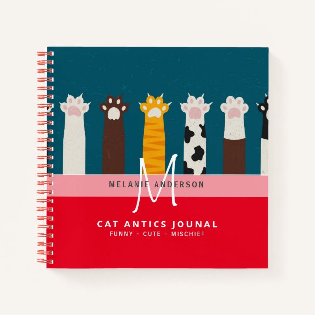 CAT-Paws für Monogramm für Notebooks mit Thread-Jo Notizbuch (Vorderseite)