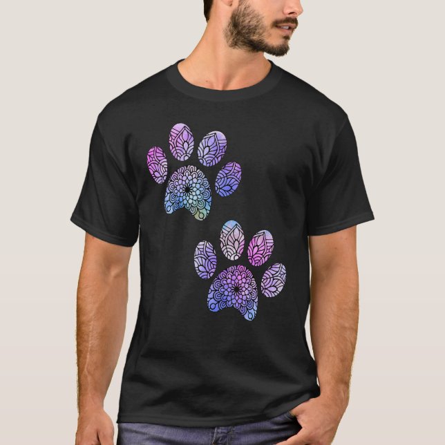 Cat Paws Mandala Design 3 - Fanspass T-Shirt (Vorderseite)