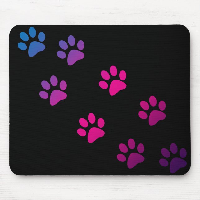 Cat Paws Pink Blue Lila Ombre Niedlich Mousepad (Vorne)