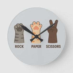 Cat Paws Rock Paper Scheren Runde Wanduhr