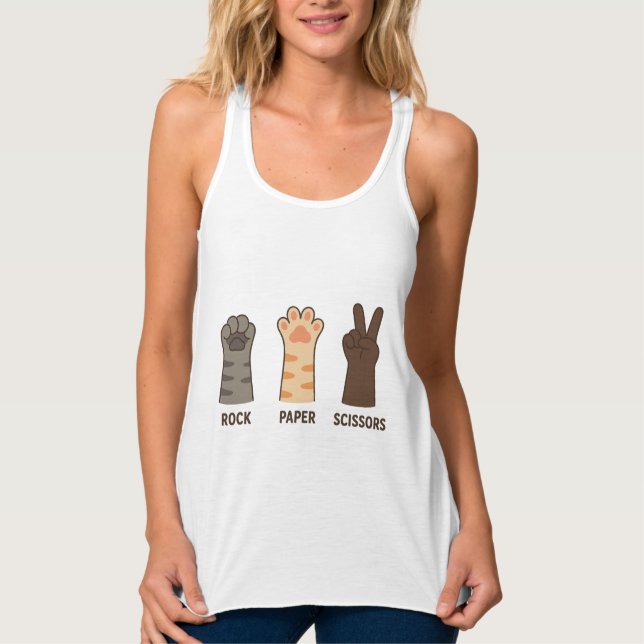 Cat Paws Rock Paper Scheren Tank Top (Vorderseite)
