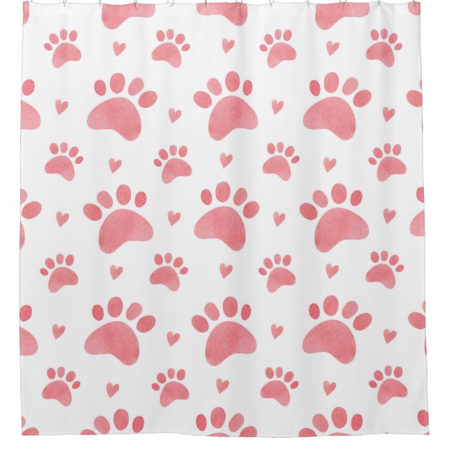 Cat Paws Watercolor-Muster Duschvorhang (Vorderseite)