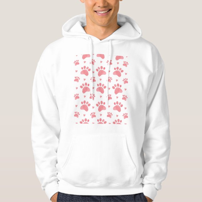 Cat Paws Watercolor-Muster Hoodie (Vorderseite)