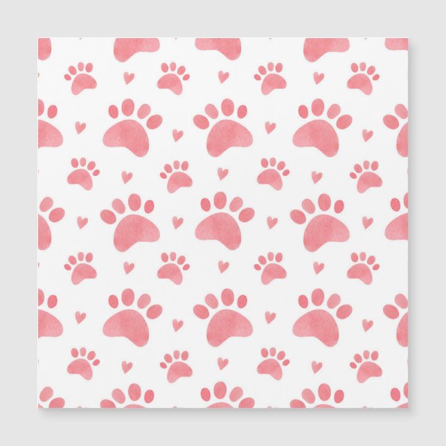 Cat Paws Watercolor-Muster Magnetkarte (Vorderseite)