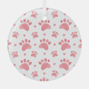 Cat Paws Watercolor-Muster Ornament Aus Glas