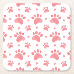 Cat Paws Watercolor-Muster Rechteckiger Pappuntersetzer