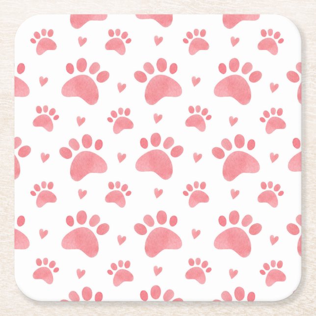 Cat Paws Watercolor-Muster Rechteckiger Pappuntersetzer (Vorderseite)