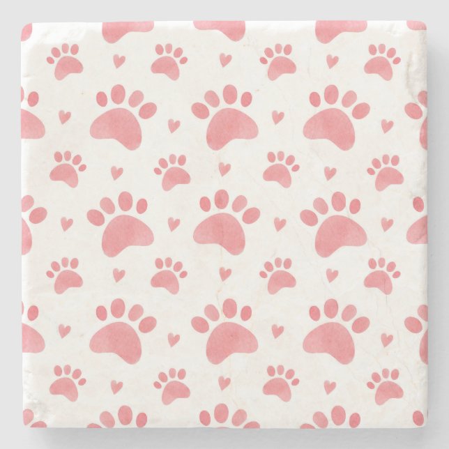 Cat Paws Watercolor-Muster Steinuntersetzer (Vorderseite)