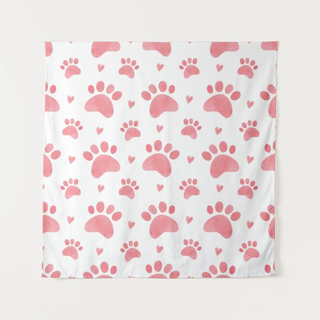 Cat Paws Watercolor-Muster Wandteppich (Vorderseite)