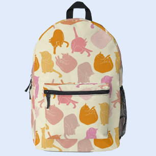 Cat Peach Pink Orange Muster Bedruckter Rucksack