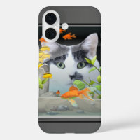 Cat Peering in Fish Tank Custom Cat Foto
