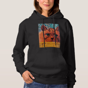 Cat Peering Over Wall, Louis Wain Hoodie