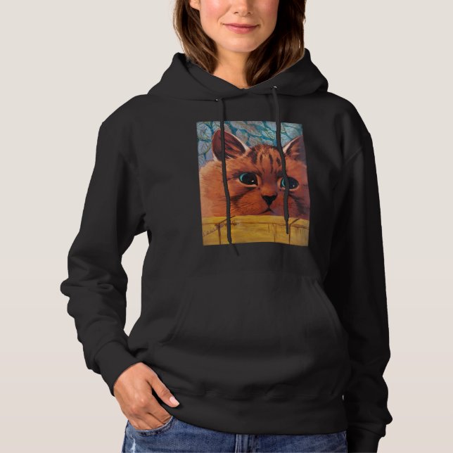 Cat Peering Over Wall, Louis Wain Hoodie (Vorderseite)