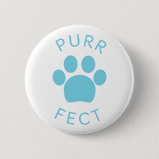 Cat Perfect Blue Purr Paw Print Button (Vorderseite)