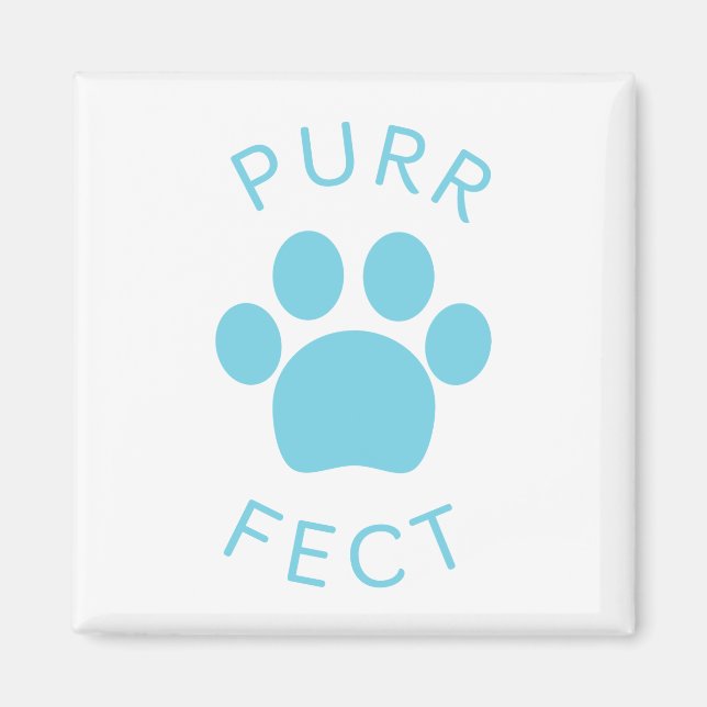 Cat Perfect Blue Purr Paw Print Magnet (Vorne)