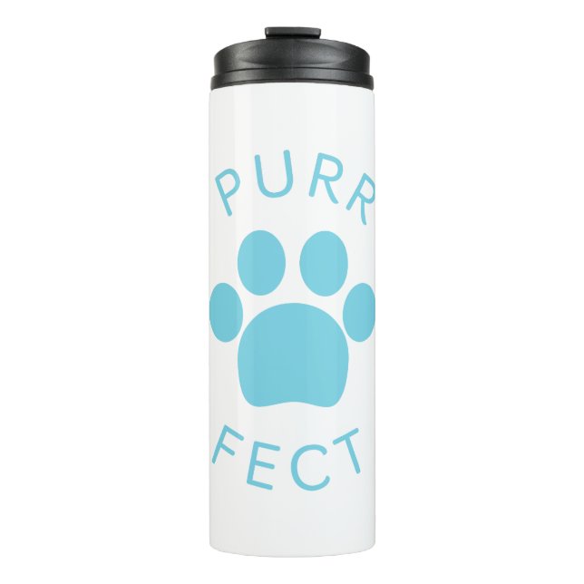 Cat Perfect Blue Purr Paw Print Thermosbecher (Vorderseite)