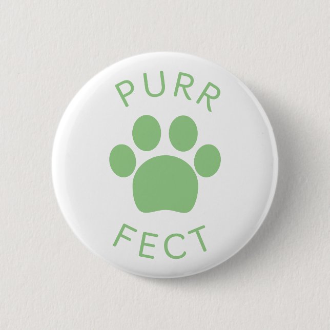Cat Perfect Green Purr Paw Print Button (Vorderseite)