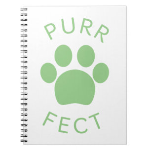 Cat Perfect Green Purr Paw Print Notizblock