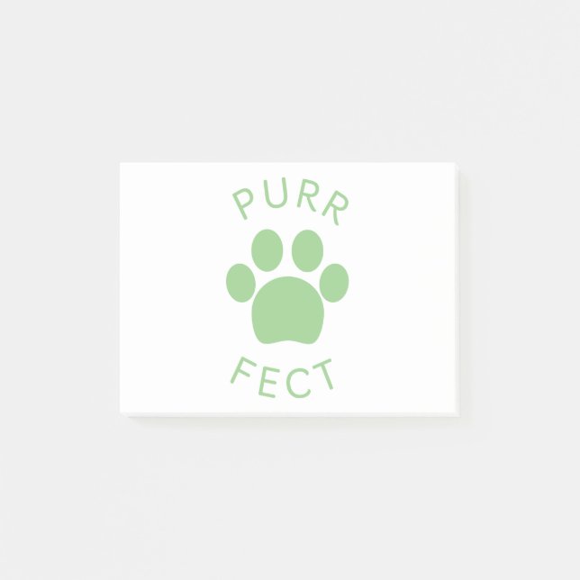 Cat Perfect Green Purr Paw Print Post-it Klebezettel (Vorderseite)