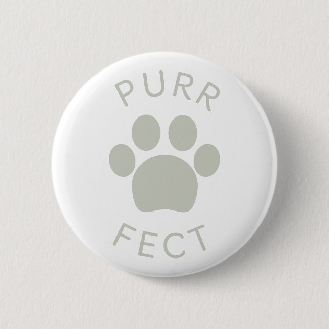 Cat Perfect Light Gray Purr Paw Print Button (Vorderseite)