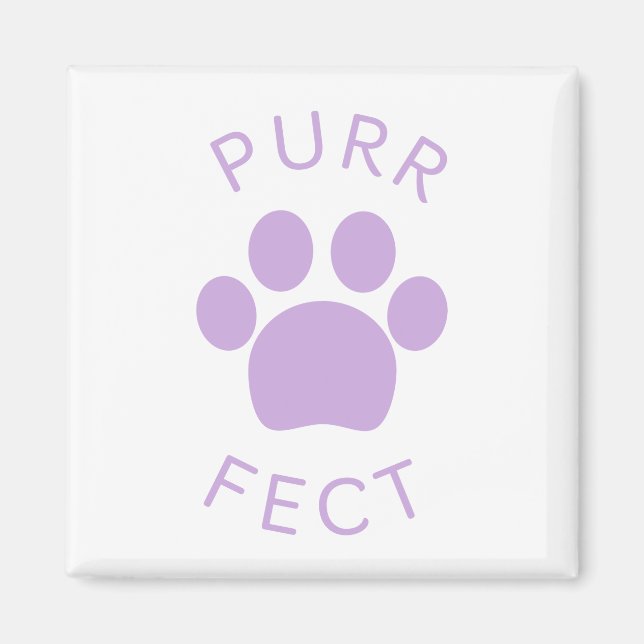 Cat Perfect Light Lila Purpurfarbe Print Magnet (Vorne)