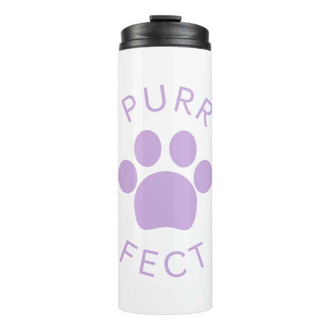 Cat Perfect Light Lila Purpurfarbe Print Thermosbecher (Vorderseite)