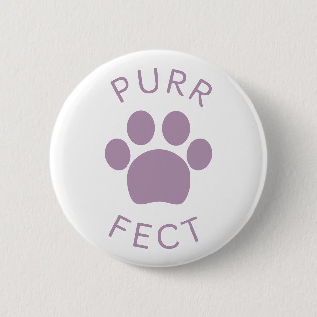 Cat Perfect Lila Purr Paw Print Button (Vorderseite)