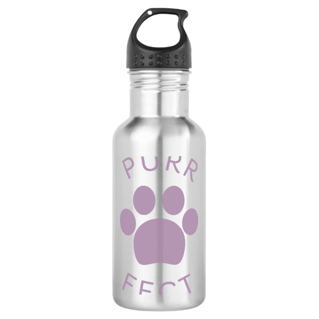 Cat Perfect Lila Purr Paw Print Edelstahlflasche (Vorderseite)