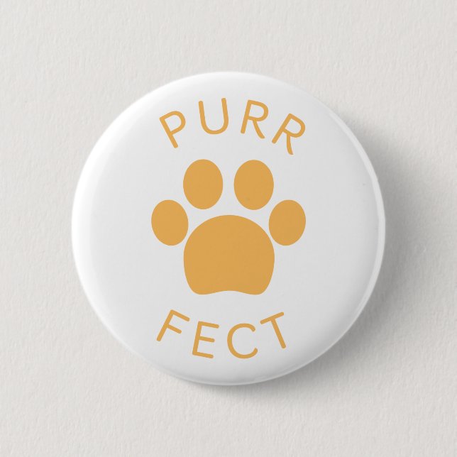 Cat Perfect Orange Purr Paw Print Button (Vorderseite)