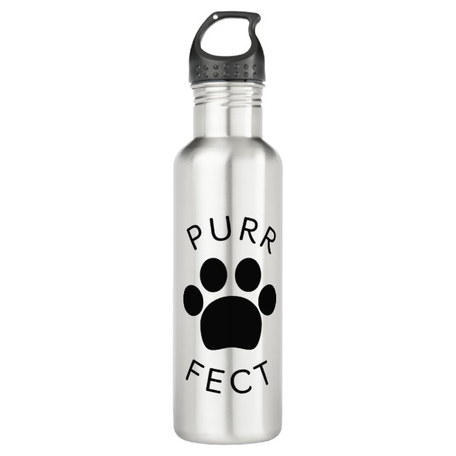 Cat Perfect Purr Paw Print Edelstahlflasche (Vorderseite)