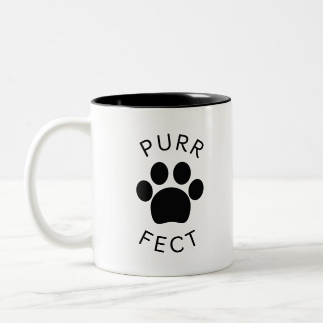 Cat Perfect Purr Paw Print Zweifarbige Tasse (Links)