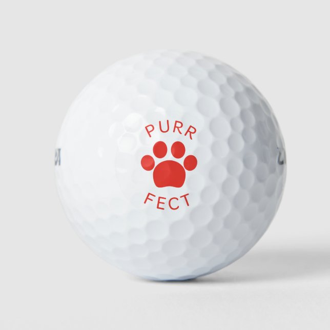 Cat Perfect Red Purr Paw Print Golfball (Vorderseite)