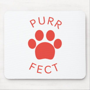 Cat Perfect Red Purr Paw Print Mousepad