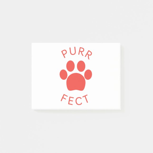 Cat Perfect Red Purr Paw Print Post-it Klebezettel (Vorderseite)
