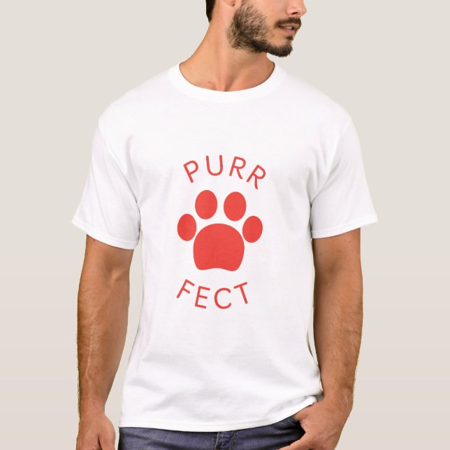 Cat Perfect Red Purr Paw Print T-Shirt (Vorderseite)