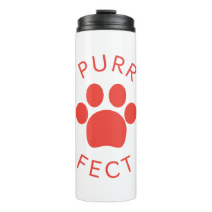 Cat Perfect Red Purr Paw Print Thermosbecher
